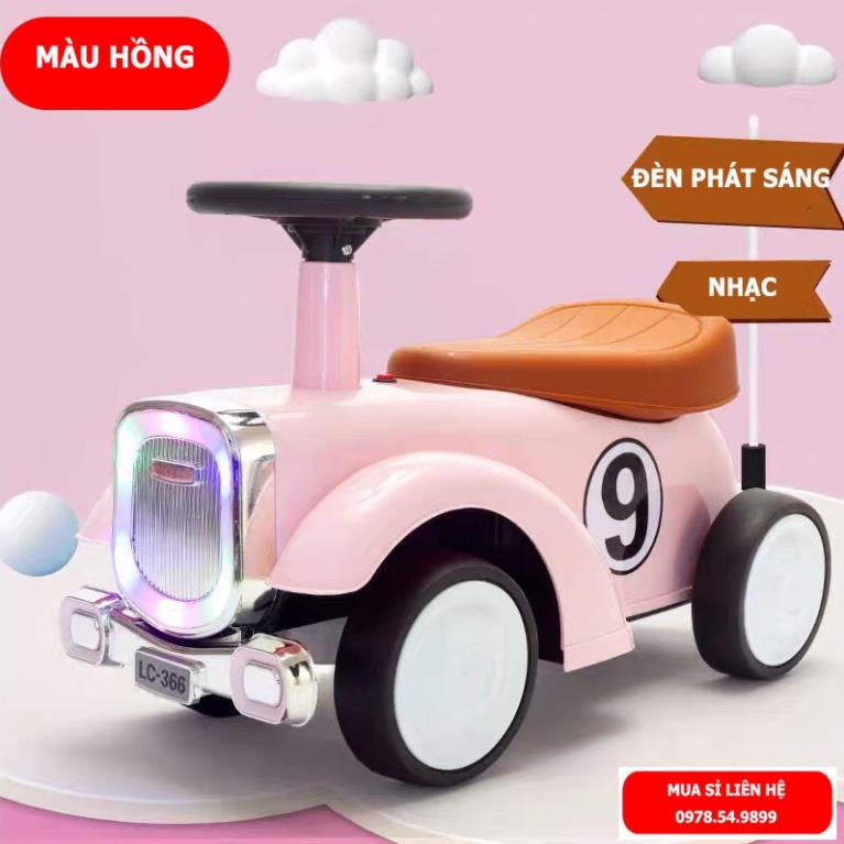 Xe lắc cho bé, Xe chòi chân trẻ em hình có tựa lựng phát nhạc đèn sinh động XLBO