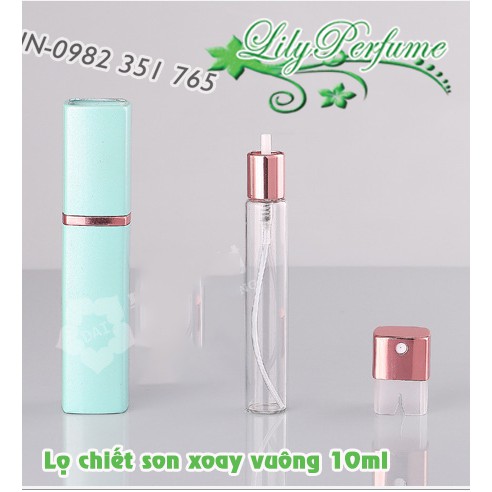 Lọ chiết nước hoa xoay vuông 10ml màu pastel tinh tế