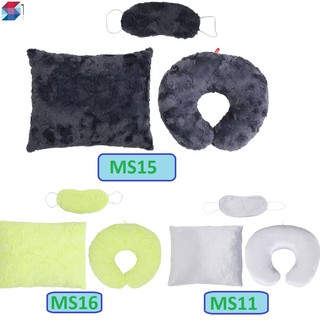 Combo gối tựa lưng, gối kê cổ chữ u và bịt mắt chống chói - nhiều màu - thivi