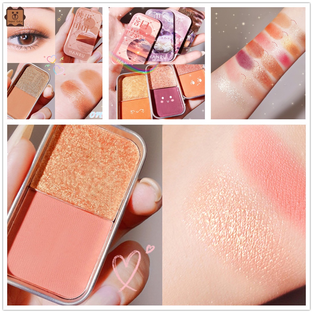 [Hàng mới về] Bảng phấn trang điểm mắt 2 màu sắc lì và ánh ngọc trai thời trang nhỏ gọn