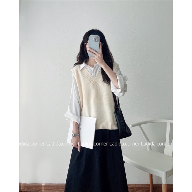 áo gile len cổ V trơn
