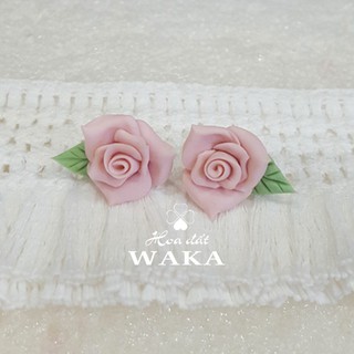 Hoa Tai Hoa Hồng Đất Sét Handmade