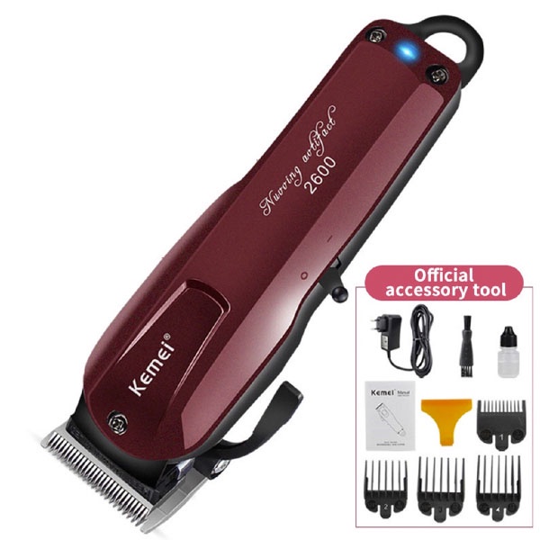 Tông Đơ Cắt Tóc Kemei 2600 Công Suất 9w Mạnh Mẽ Lưỡi Carbon Mạ Crôm Cao Cấp Bền Bỉ