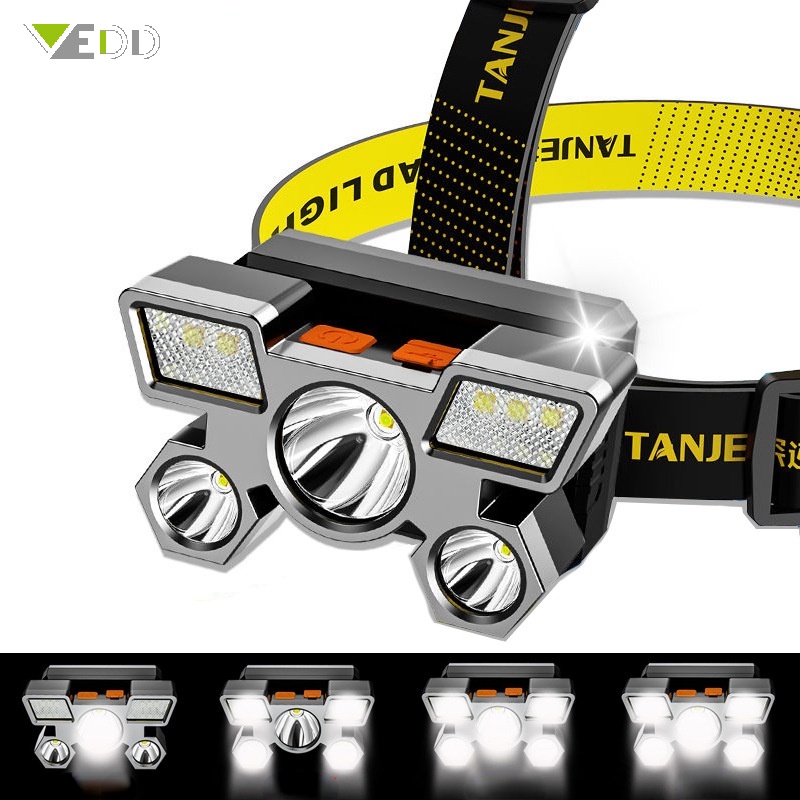 Đèn Pin Đội Đầu Siêu Sáng 18650 LED Sạc USB Dùng Cho Câu Cá/Cắm Trại Ngoài Trời