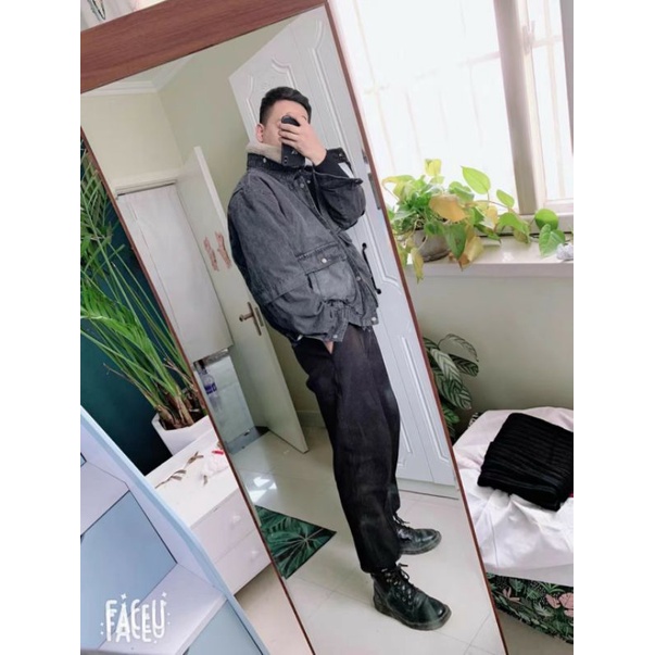 Bomber Jean Quảng Châu lót lông ấm ảnh thật chất đẹp