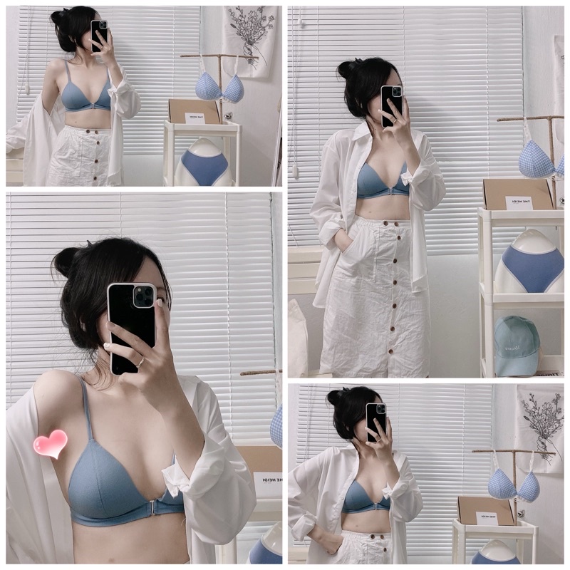 Áo lót bralette cài trước chất vải sợi tự nhiên thoáng mát - Simple Bra -  Hàng Handmade - The Heidi