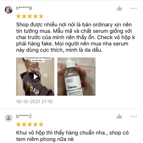  (Hàng Auth, có bill ) Serum cấp nước The Ordinary Hyaluronic Acid 2% + B5 30ml