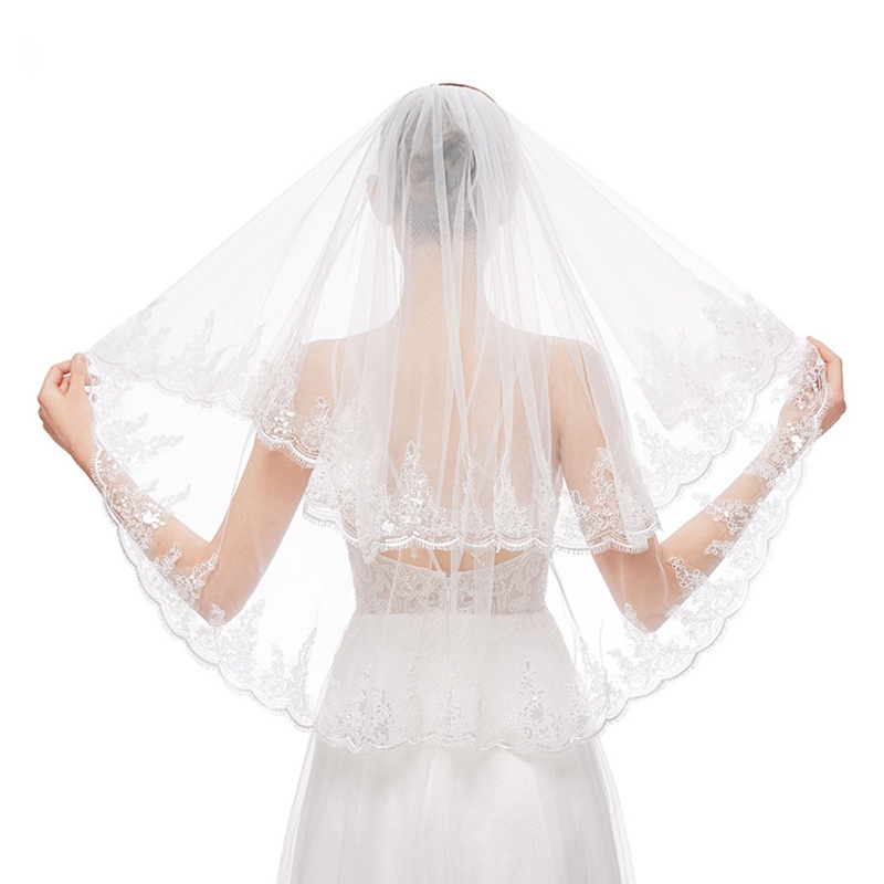 Xiangbao Khăn Voan 2 Tầng Kèm Lược Cho Tiệc Cưới Bachelorette