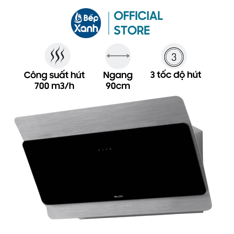 [FREESHIP HCM] Máy hút mùi áp tường Malloca Plana K3444 - Ngang 90 cm - Công Suất Hút 700m3/h