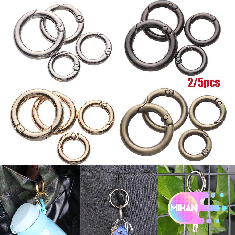 Set 2/5 móc khóa túi xách hình tròn bằng hợp kim kẽm 10/12/16/19mm màu đen chất lượng cao