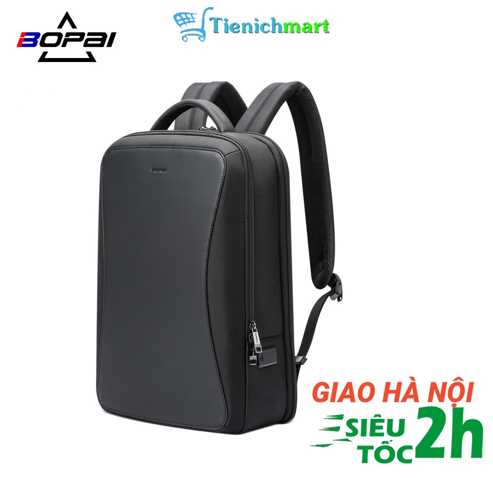 Balo laptop công sở du lịch BOPAI 61-120891 chất liệu da vải chống thấm nước có cổng USB