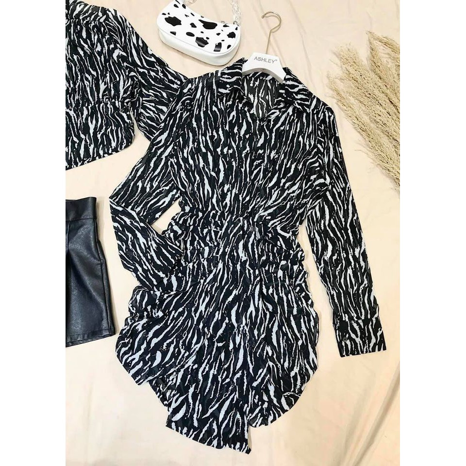 VÁY SƠ MI DÁNG DÀI CHÉO TÀ CÓ NƠ DÀI CHIẾT EO KHOE DÁNG | BigBuy360 - bigbuy360.vn