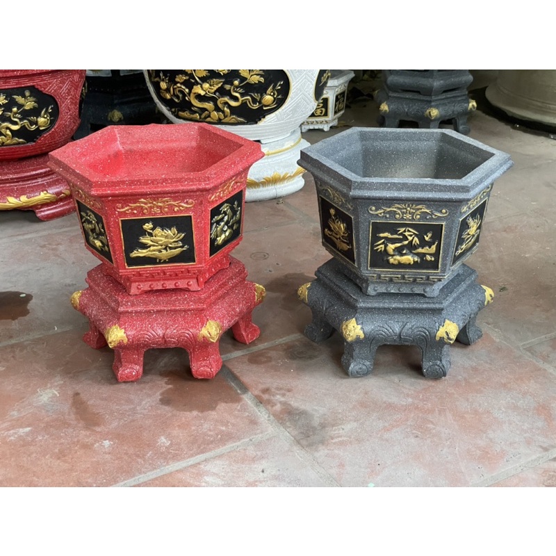 Khuôn đúc chậu xi măng lục giác 25 sen trúc o