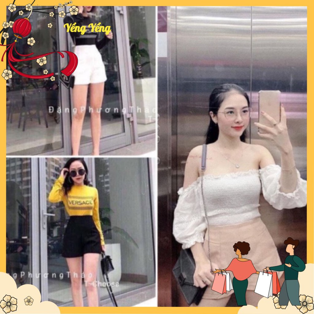 XẢ KHO - QUẦN SHORT VẢI NỮ CẠP CAO 2 MÀU ĐEN TRẮNG