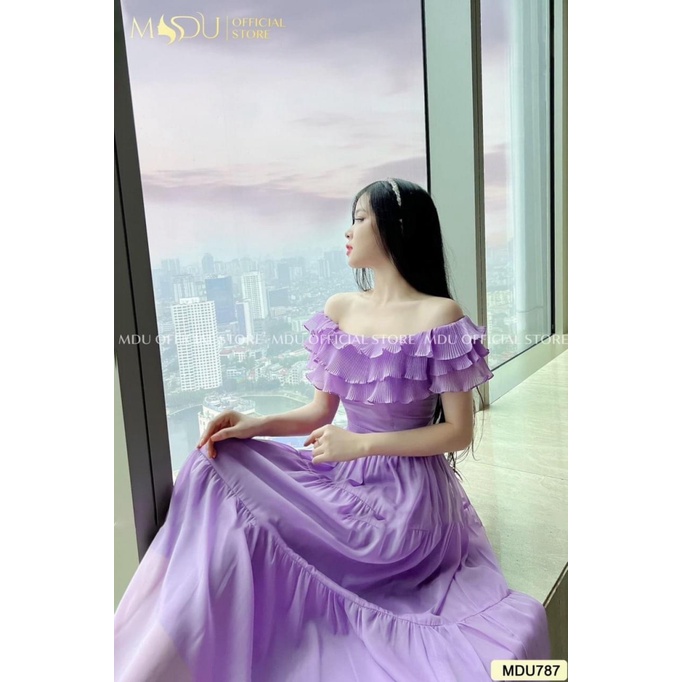 đầm maxi voan bệt vai xinh sang chảnh mẫu mới hớt ldt822
