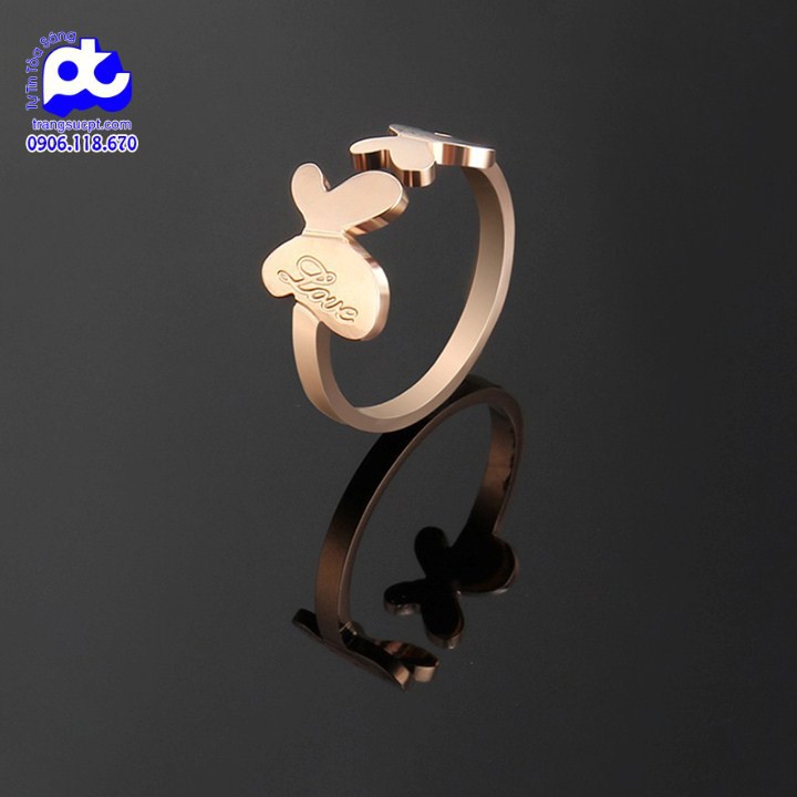Nhẫn titan nữ freesize bướm cách điệu cao cấp thép không gỉ titanium