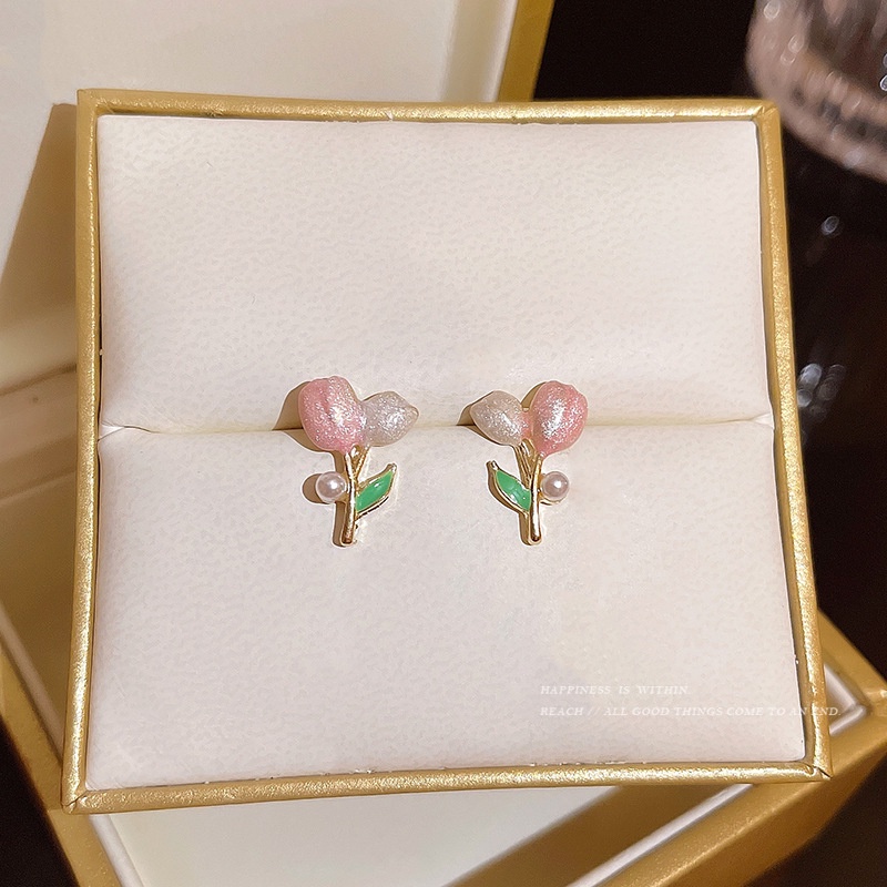 2022 Bông Tai Hình Hoa Tulip Hồng Phong Cách Mới