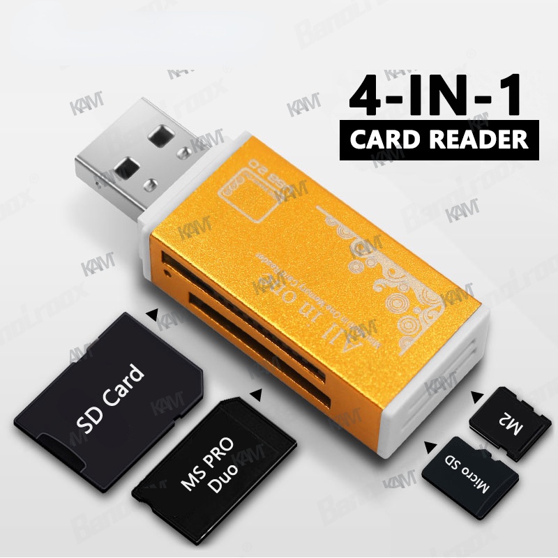 Đầu Đọc Thẻ Nhớ USB 2.0 4 Trong 1 Đa Năng Hỗ Trợ Thẻ SD / SDHC MMC / RS MMC TF / MicroSD MS / MS PRO / MS DUO M2