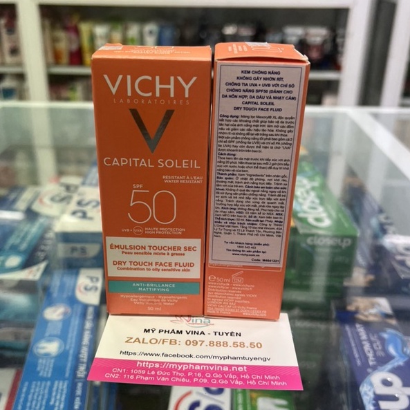 Kem Chống Nắng Vichy Capital Ideal Soleil SPF50+ cho da dầu nhạy cảm 50ml