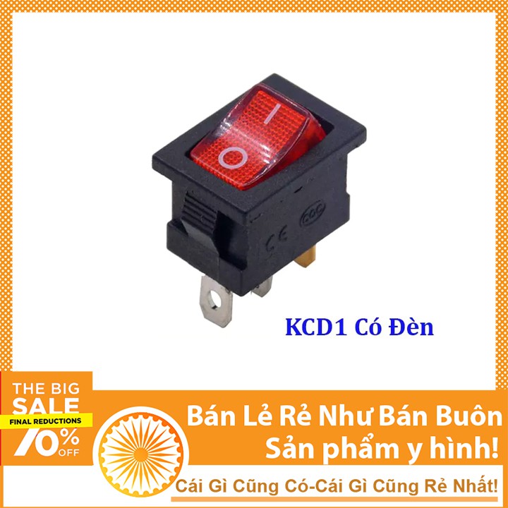 Công Tắc Bập Bênh Có Đèn KCD1 6A/250V 3 Chân 2 Chế Độ ON-OFF