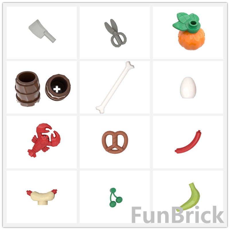 [FunBrick] 20PCS Fruit Food Dessert —A MOC Assembly Building Blocks Compatible Lego DIY Kids Construction Classic Toys Gifts Education Early Learning Hobbies Collection Game Puzzles
