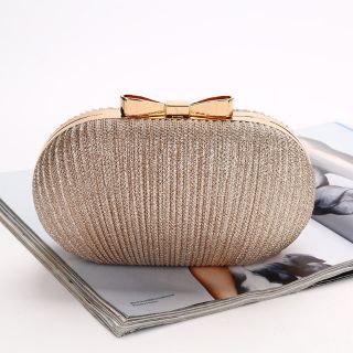 Ví clutch dự tiệc cao cấp gắn nơ kim tuyến