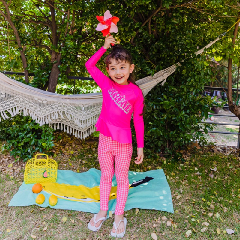 Bộ Đồ Bơi 2 Mảnh Tay Dài Cho Bé Gái Từ 2-11 Tuổi