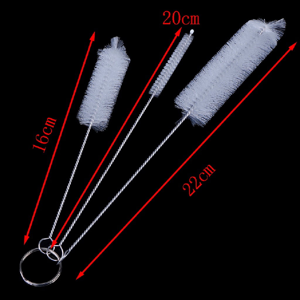 Bộ 3 Bàn Chải Vệ Sinh Ống Nghiệm / Bình Đựng Nước Màu Trắng Tiện Dụng Cho Nhà Bếp / Phòng Thí Nghiệm