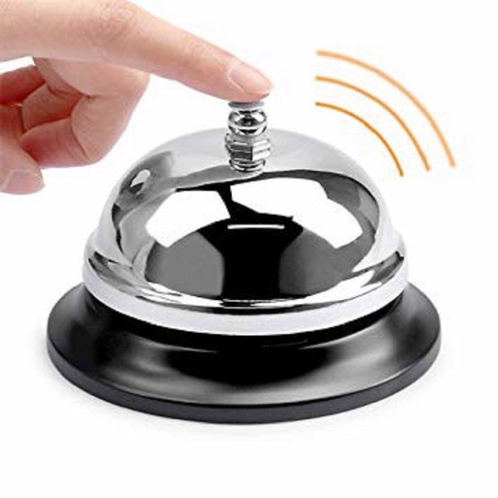 Chuông báo ra đồ ăn báo order gọi order halo haloo để bàn gọi phục vụ cỡ lớn, hàng inox xịn