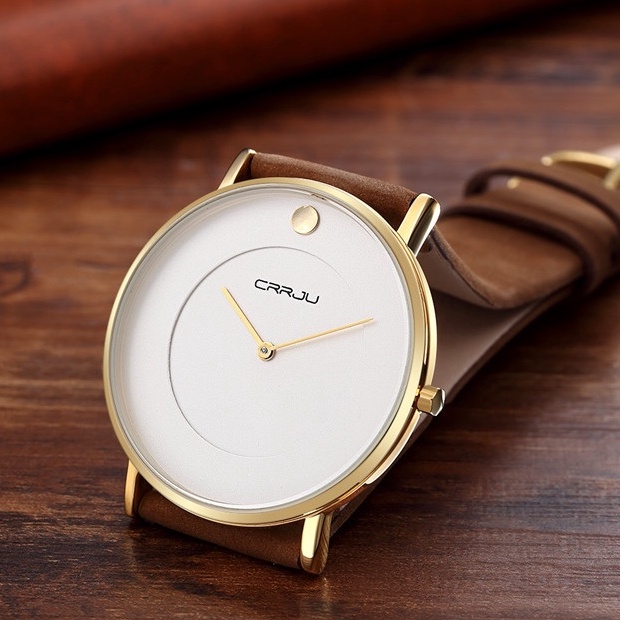 Đồng hồ đeo tay CRRJU 2106 XL cho nam máy quartz thương hiệu chính hãng da không thấm nước