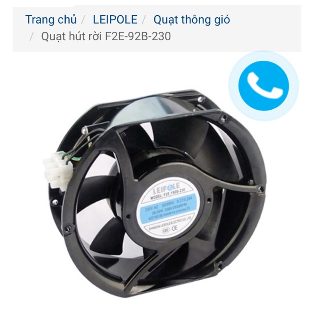 (Leipole) Quạt hút rời F2E-92S-230 làm mát tủ