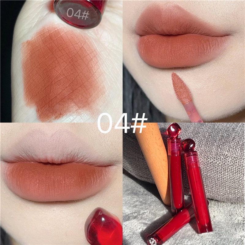 PEINIFEN Ruby Lip Glaze Velvet Lip Mud Long-lasting Water Resistant And Moisturizing Gem Makeup
