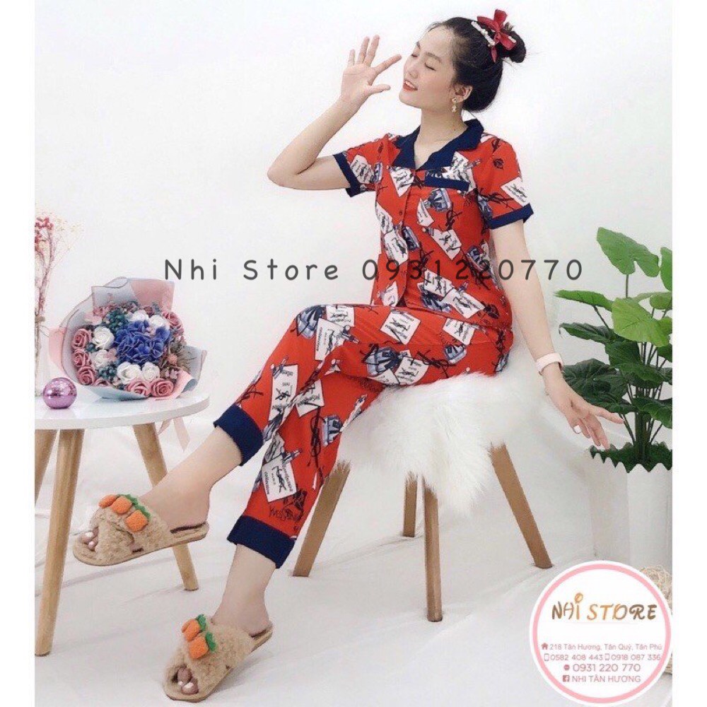 [FREESHIP 50K] ĐỒ BỘ MẶC NHÀ PIAZAMA LỤA NHISTORE QUẦN DÀI TAY NGẮN HỌA TIẾT  45-75KG
