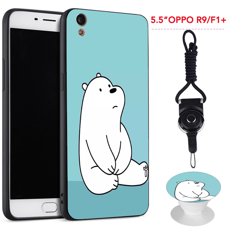 Ốp điện thoại silicon có dây đeo + giá đỡ cho Oppo F1 Plus F1 +/ X9009 5.5