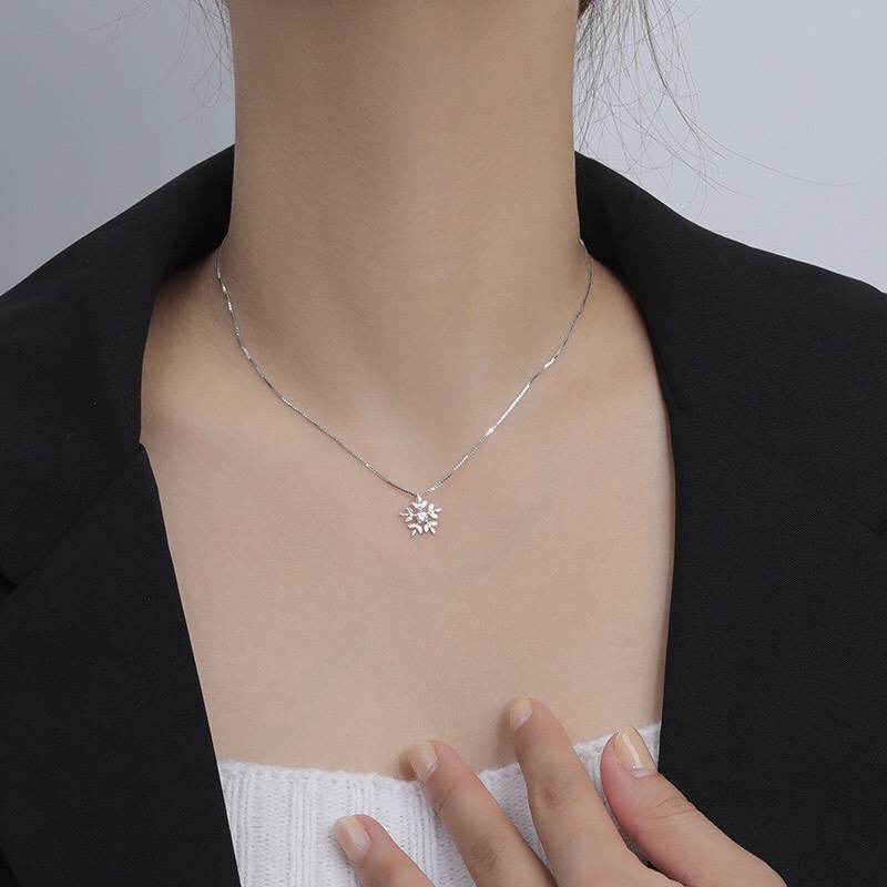 Dây chuyền nữ bạc ta mặt bông tuyết xinh xắn (Ảnh thật cuối) vòng cổ nữ bạc thật không đen - Mã TSJD16