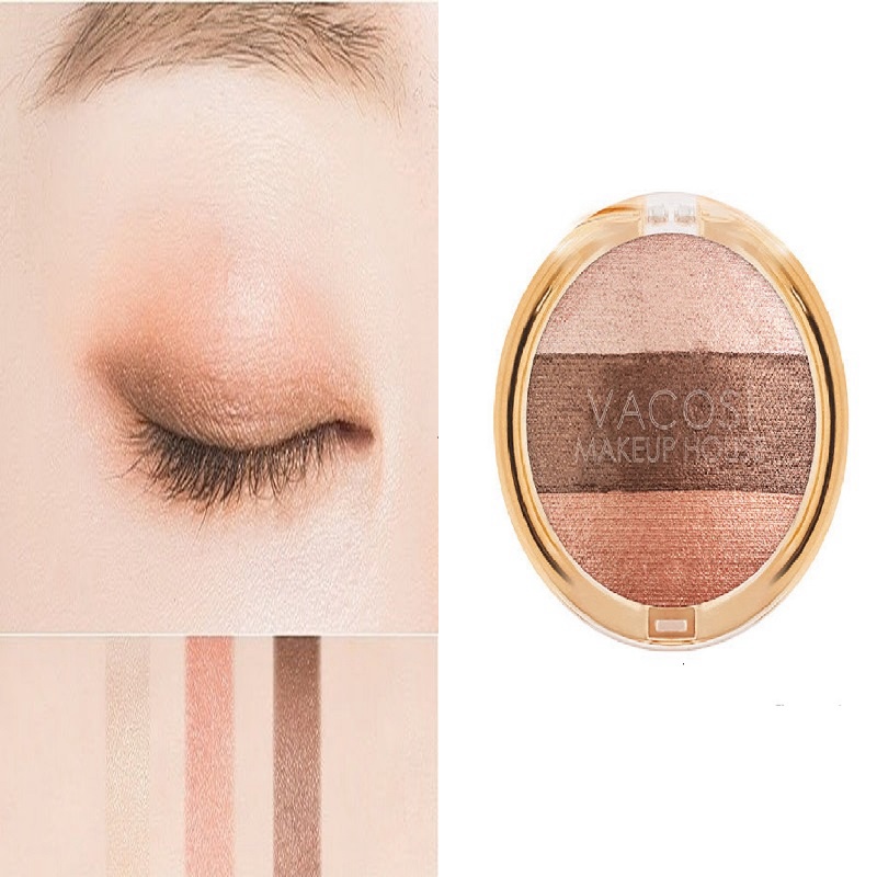 Phấn mắt Vacosi 3 màu hộp tròn VP06-01 Brownie | BigBuy360 - bigbuy360.vn
