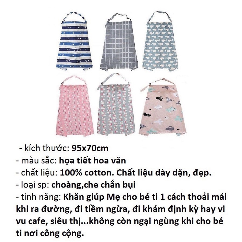 Khăn choàng cho bé bú khi ra ngoài tiện ích kích thướt 60*90 cm