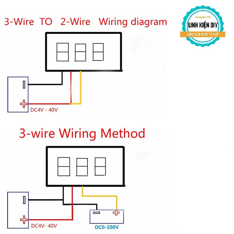 Vôn kế DC màn hình LED 3 dây 0.28 inch 0-40V chất lượng cao