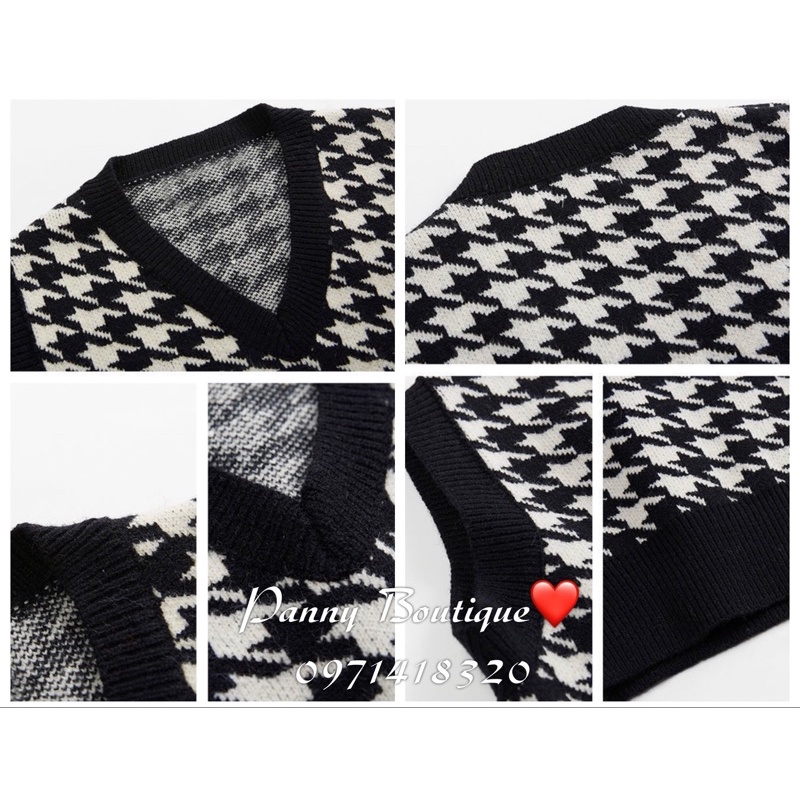 Áo len gile hoạ tiết kẻ zíc zắc cực tây, style ulzzang Hàn Quốc 🌻 Panny Boutique 🌻