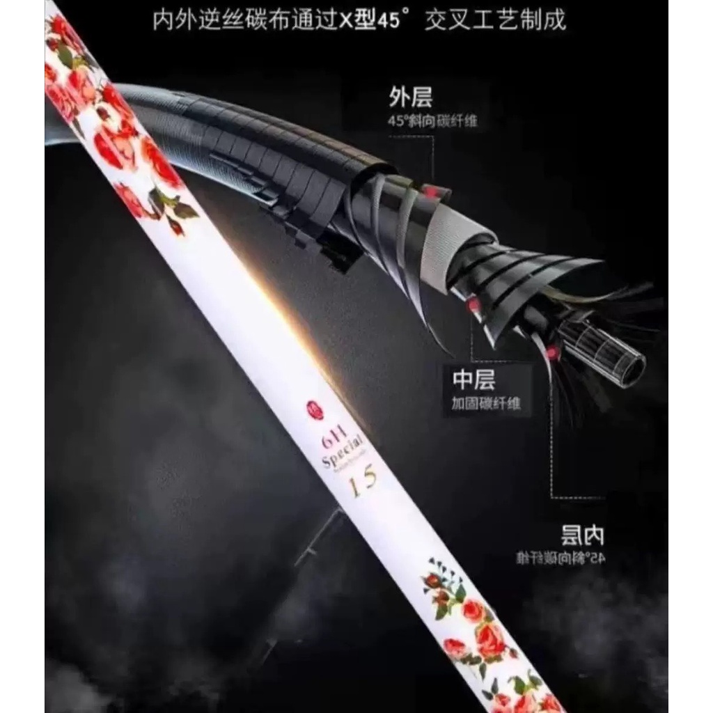 Cần Yêu Kiều Tôn, cần Bạch Hồng, độ cứng 6H, tặng ngọn, phao, trục - Mika fishing