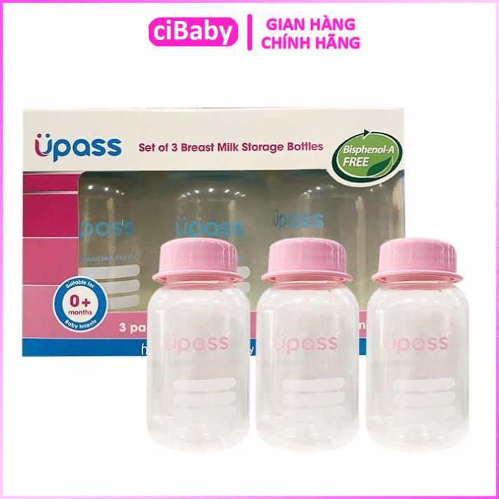 [CHÍNH HÃNG] Bộ 3 bình trữ sữa Upass cổ hẹp 125ml UP0030N (có hộp)