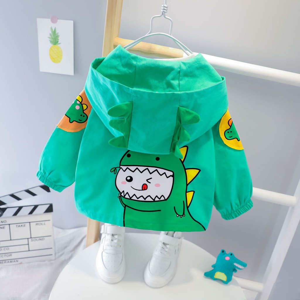 [Rẻ Vô Địch] Áo Khoác Trẻ Em Áo Gió 2 Lớp Hình Khủng Long Siêu Yêu Size 8-20kg DNK25