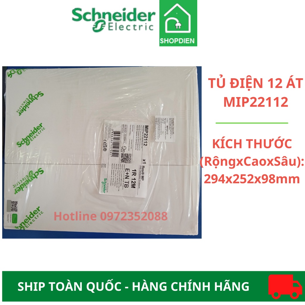 Tủ điện nhựa âm tường của Schneider 6 át, 8 át, 12 át cửa trắng/cửa mờ