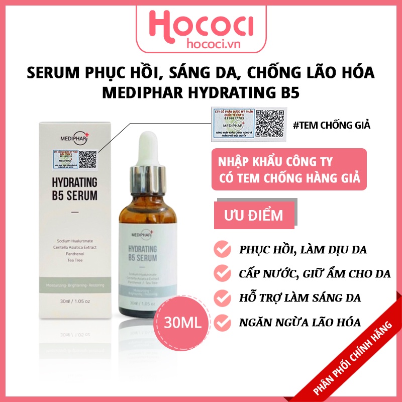 ✅[NHẬP KHẨU] Tinh Chất Serum Phục Hồi, Sáng Da MEDIPHAR+ HYDRATING B5 30ML