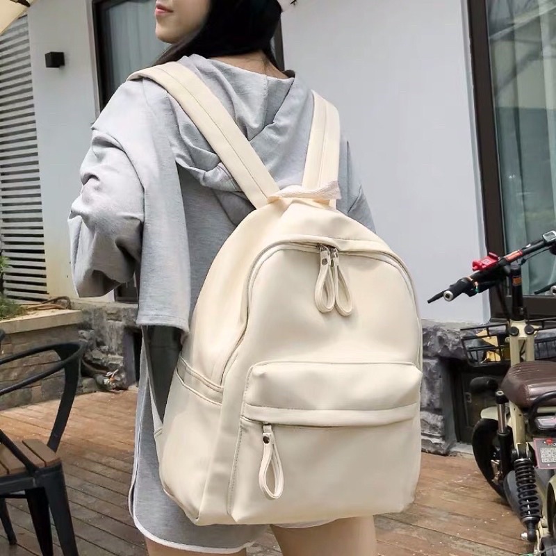 Balo Da PU, Balo Da Đi Học Chống Thấm Nước Vừa Laptop 14inch Thiết Kế Đơn Giản