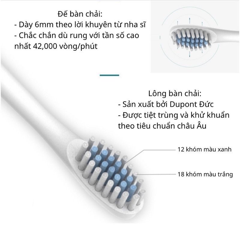 Đầu bàn chải điện đánh răng Sonic X-3 đầu tròn chống thấm lông lụa Dupont mềm mại DBC01