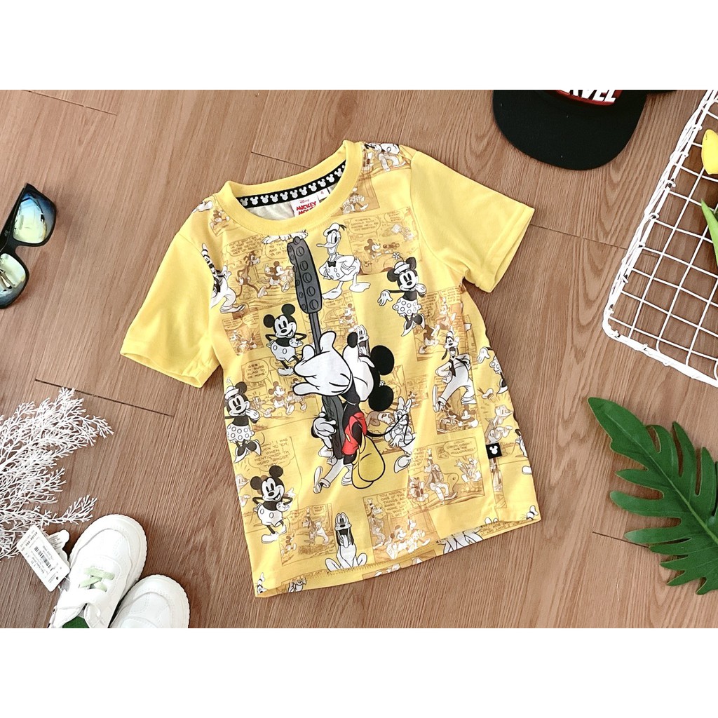 Áo cộc tay RIO-  Áo phông mickey vàng chất cotton hàng có sẵn kem ảnh thật, video