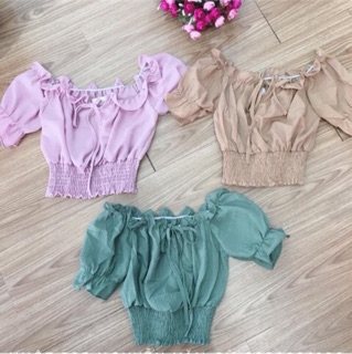 Áo croptop chun eo trễ vai