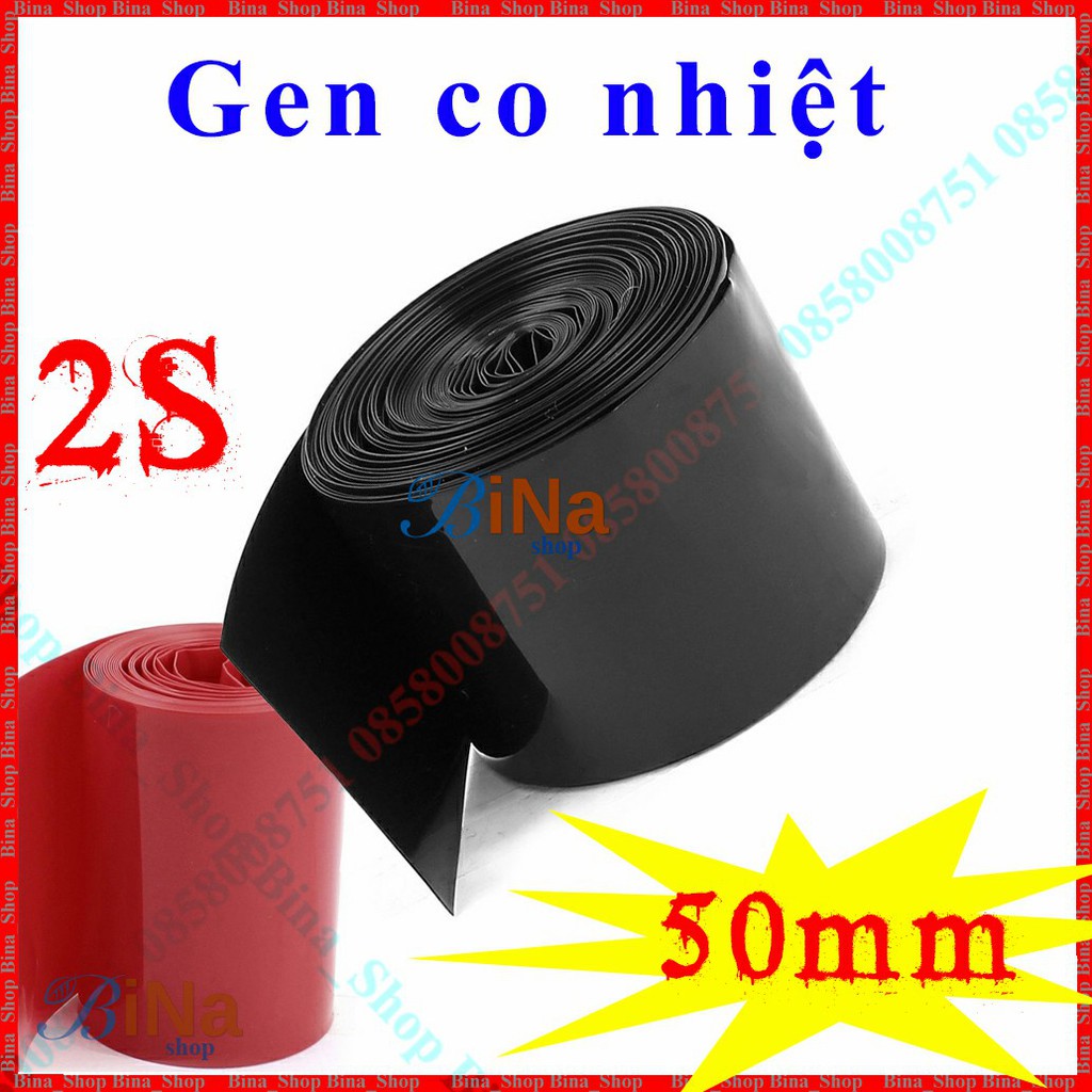 [1 Mét] Màng co nhiệt 2S 18650 rộng 50mm đỏ / đen