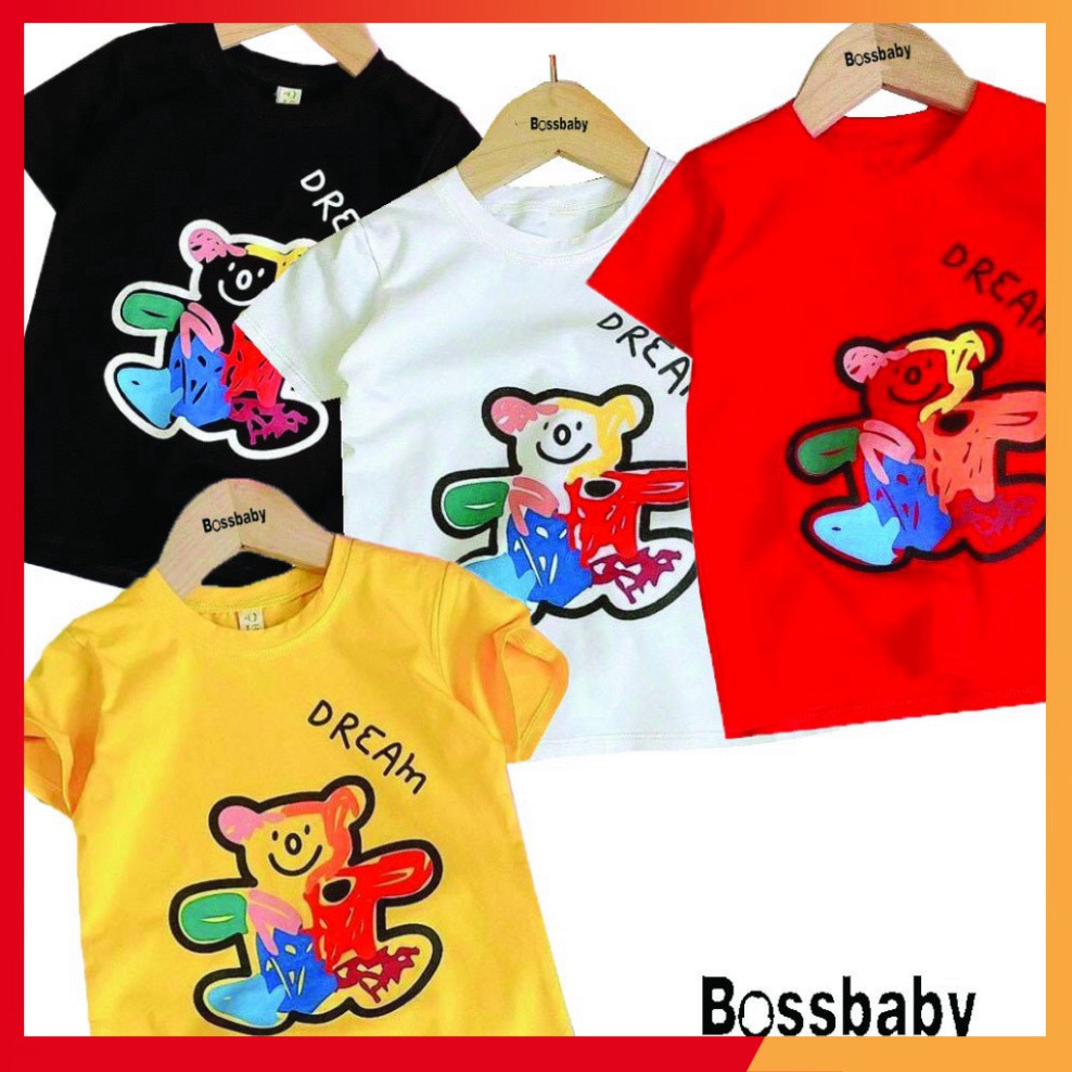 (càng mua càng giãm) Combo 2 Áo thun bé trai, bé gái hình gấu nhiều màu cho bé 6kg-29kg.AL10.